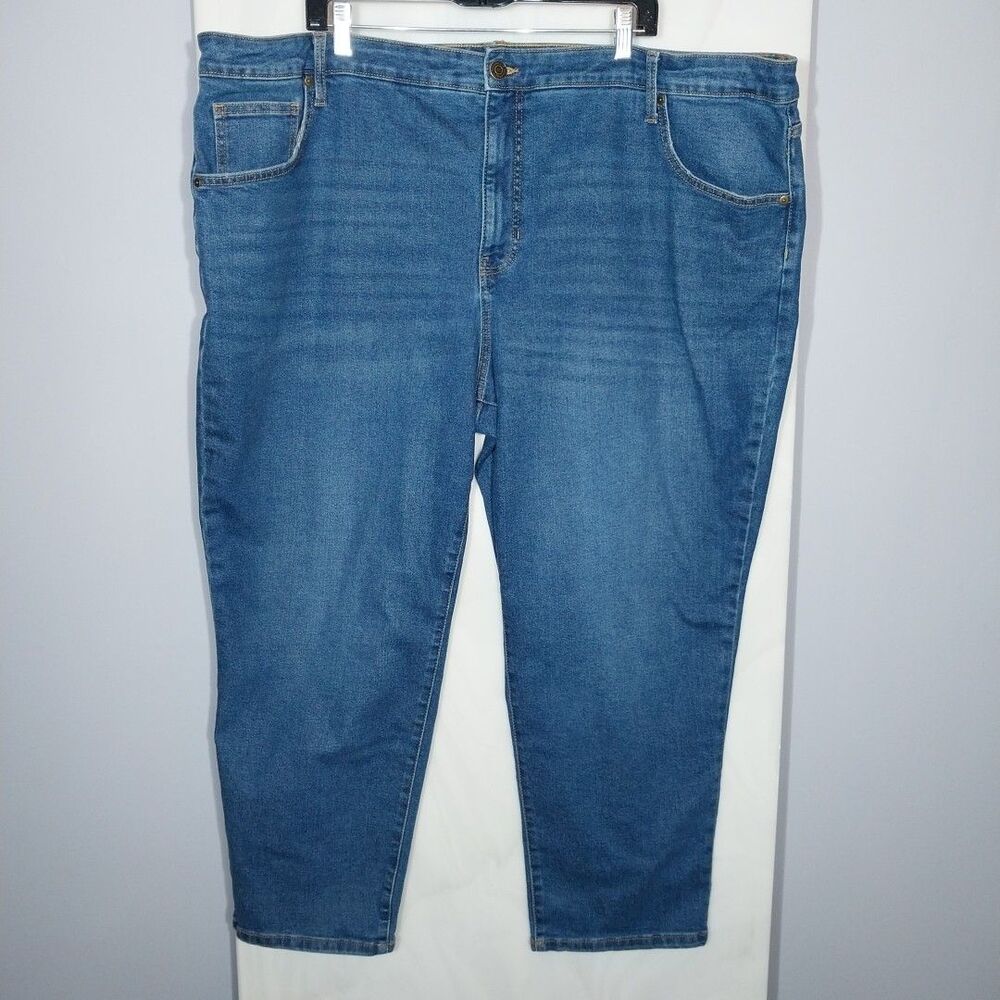 Terra & Sky 26W Petite High Rise Straight Leg Jeans Stretch Denim Blue